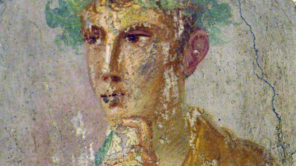 Un giovane in un affresco di Pompei