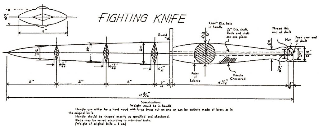 Przekrój noża szturmowego Fairbairn-Sykes (domena publiczna).