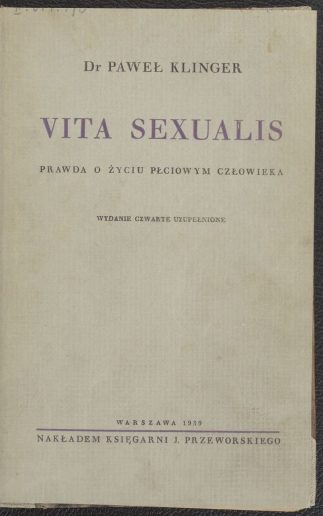 Strona tytułowa ostatniego wydania Vita sexualis z 1939 roku