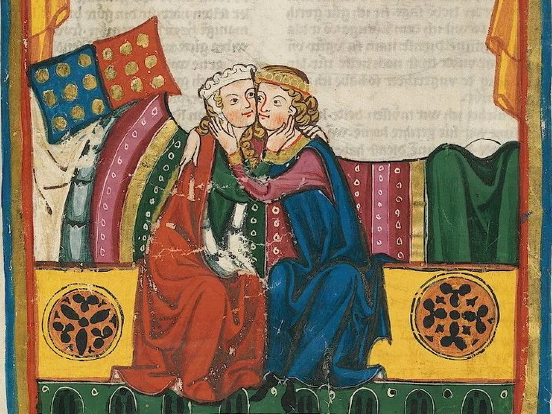 Zbyt gorąca miłość małżeńska w średniowieczu była traktowana jako grzech (domena publiczna).