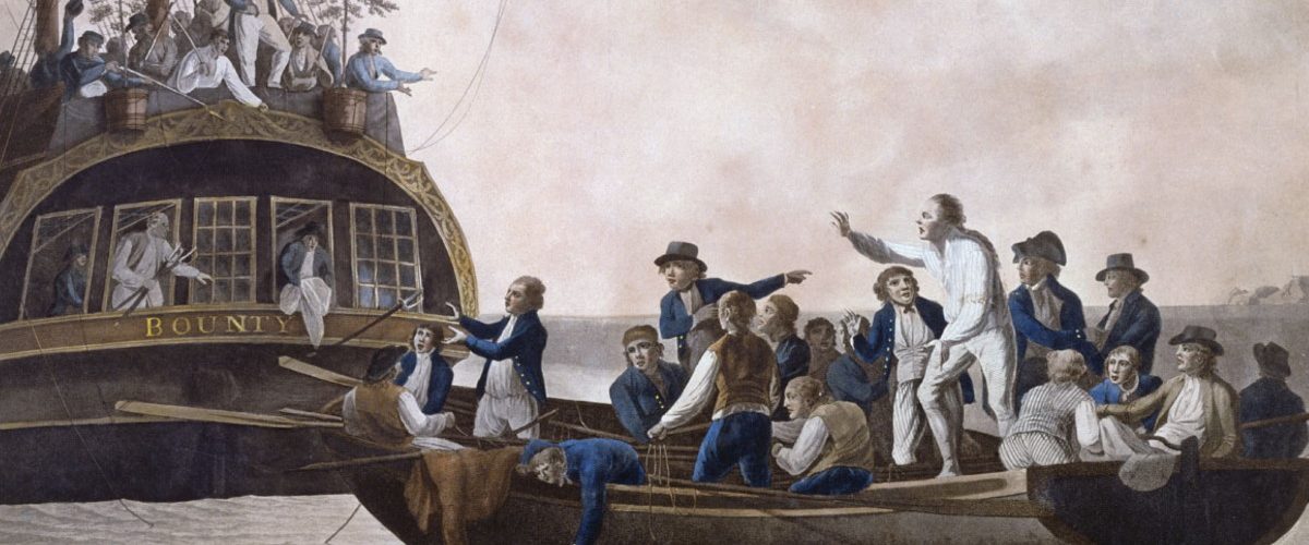 Buntownicy porzucają porucznika Bligha i jego ludzi. Rycina z 1790 roku