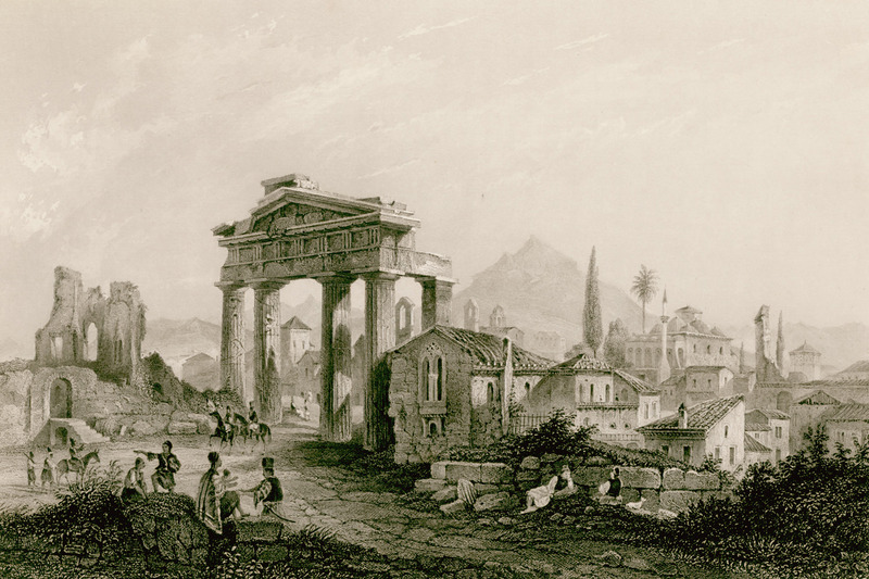 Ruiny ateńskiej Agory w połowie XIX wieku (George Newenham Wright/domena publiczna).