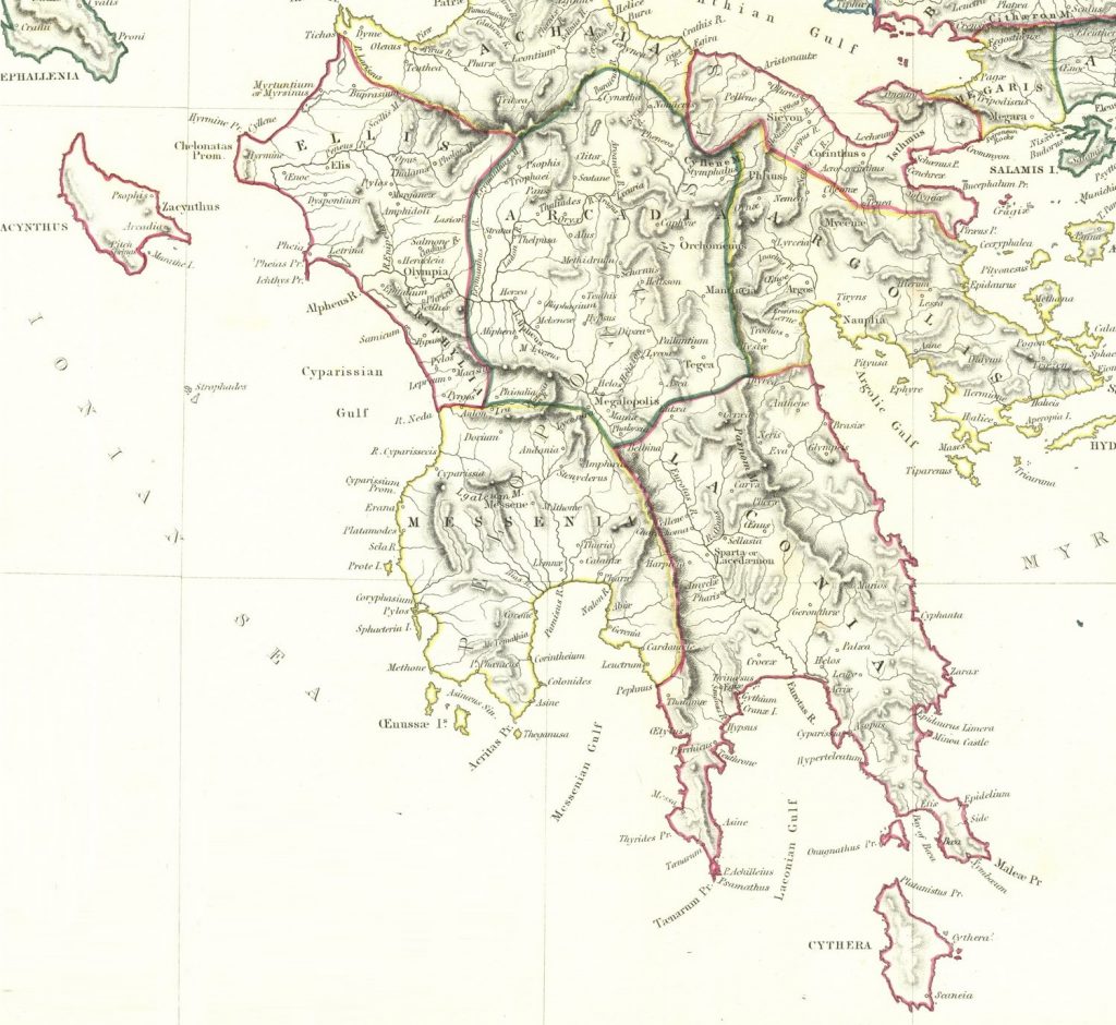 Spartanie podporządkowali sobie grecką ludność zamieszkującą południe Peloponezu (domena publiczna).