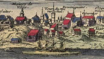 Fragment panoramy Warszawy z przełomu XVII i XVIII wieku.