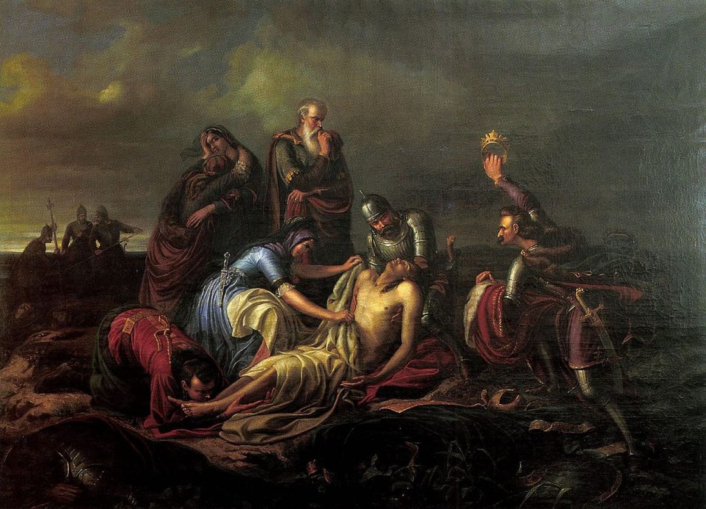 Odnalezienie ciała Ludwika II na XIX-wiecznym obrazie (Soma Orlai Petrich/domena publiczna).