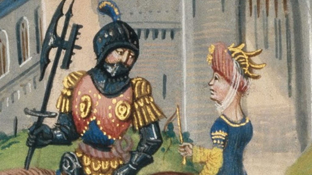 Scena porwania na francuskiej miniaturze z XV wieku