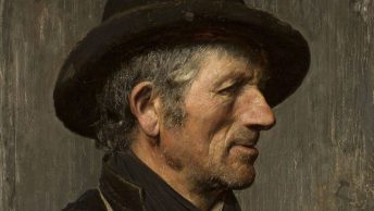 Portret wieśniaka w kapeluszu. Obraz XIX-wieczny