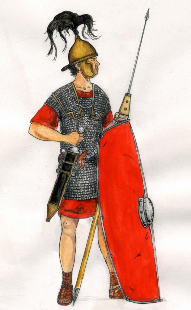 Rzymski legionista musiał taszczyć wyposażenie ważące kilkadziesiąt kilogramów (Antoine Glédel/CC BY-SA 3.0).