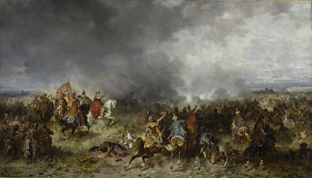 Bitwa pod Chocimiem w 1612 roku w wyobrażeniu Józefa Brandta (domena publiczna).