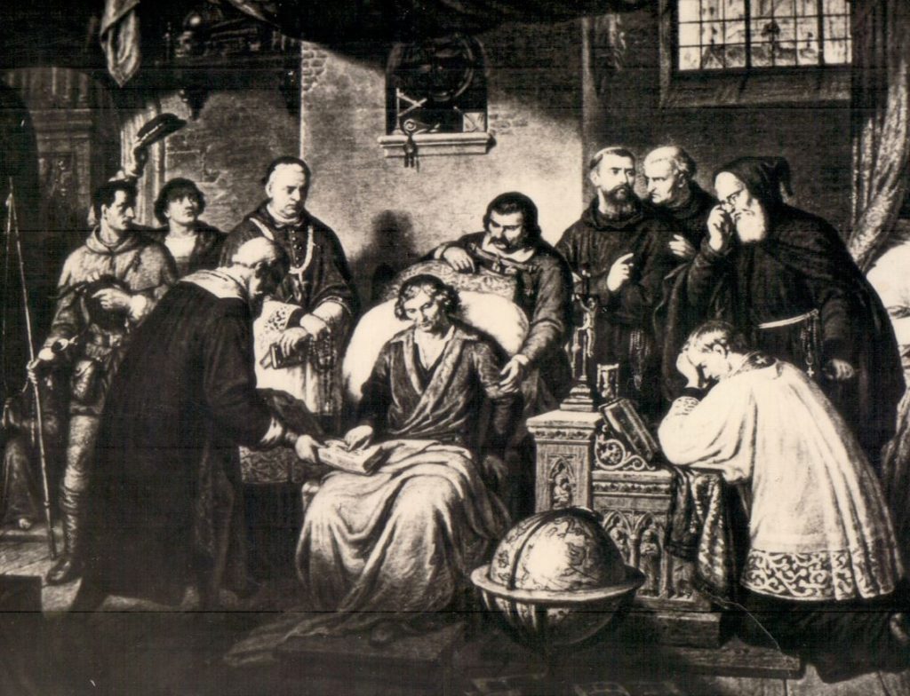Ostatnie chwile Mikołaja Kopernika w wyobrażeniu Aleksandra Lessera (domena publiczna)