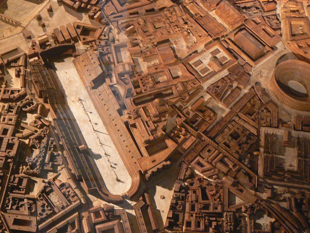 Model Rzymu w IV wieku n.e. Widoczne między innymi Kolosum i Circus Maximus (Pascal Radigue/CC BY-SA 3.0).