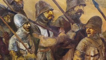 Sprowadzenie Krzyżaków do Polski. Fragment obrazu Piotra Budziszewskiego