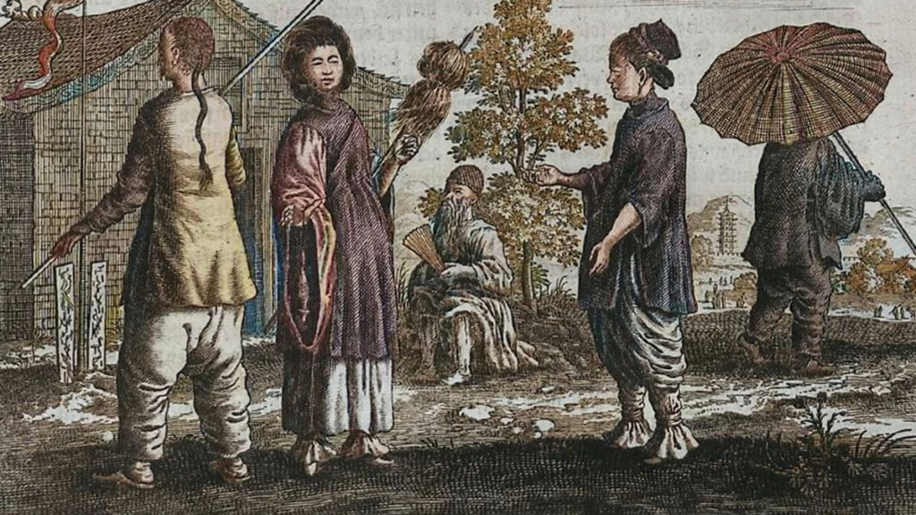 Chińscy chłopi na grafice z XVII wieku. Koloryzacja automatyczna.