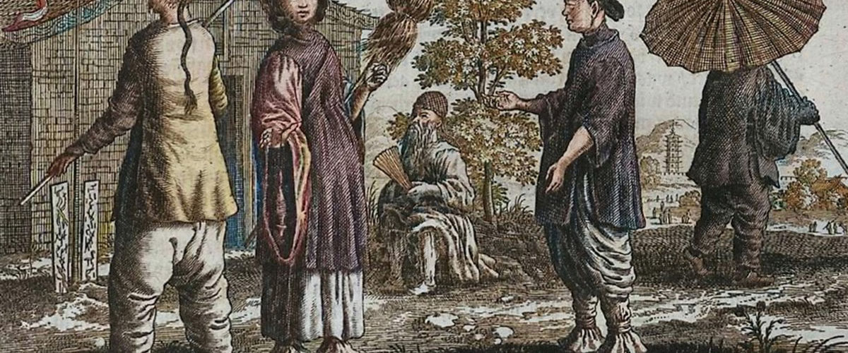 Chińscy chłopi na grafice z XVII wieku. Koloryzacja automatyczna.
