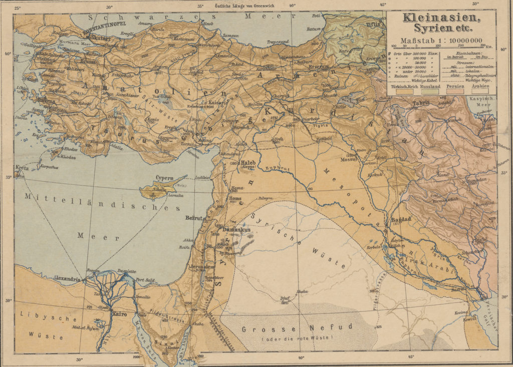 Posiadłości tureckie na początku XX wieku (domena publiczna).