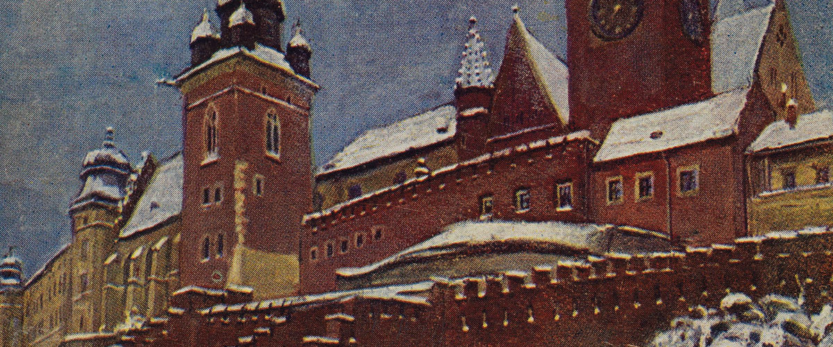 Wawel na pocztówce z początku XX wieku. Widok na katedrę od strony miasta.