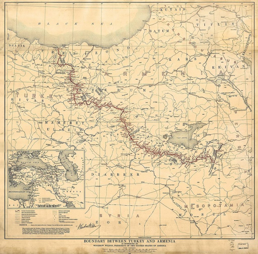 Granica armeńsko-turecka na mocy traktu w Sèvres (domena publiczna).
