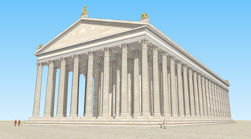 Model 3D świątyni Zeusa Olimpijskiego w Atenach, którą budowano przez 650 lat (Franck devedjian/CC BY-SA 4.0).