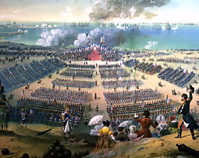 Przegląd Wielkiej Armii w sierpniu 1804 roku. Obraz nieznanego autora (domena publiczna).