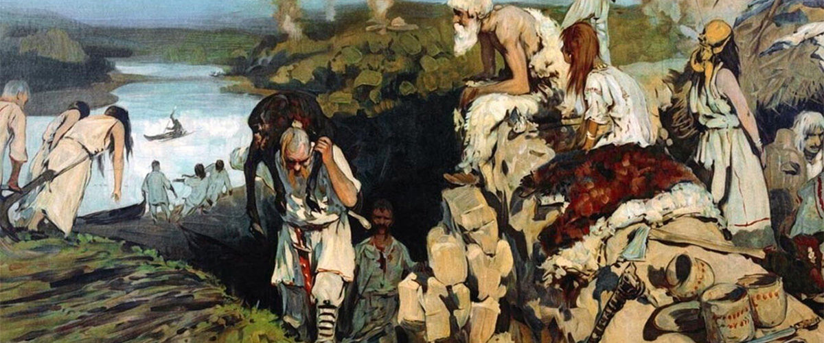 Życie wczesnych Słowian. Obraz XIX-wieczny.