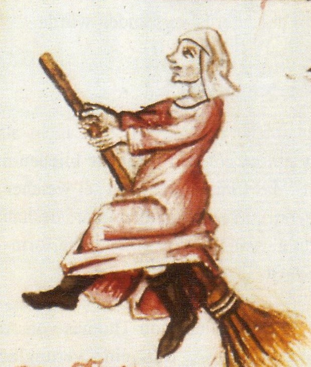 Późnośredniowieczne wyobrażenie czarownicy (domena publiczna).