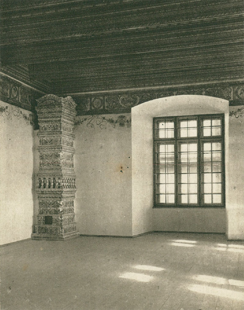 Sypialnia Zygmunta Starego na Wawelu. Fotografia z początku XX wieku.