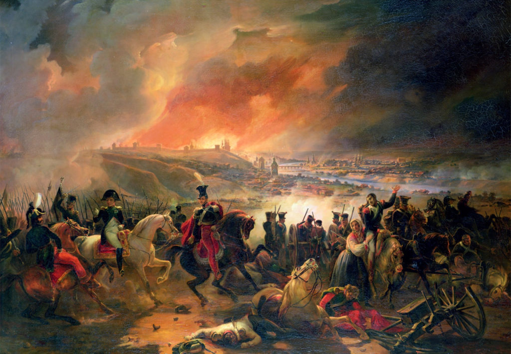 Bitwa pod Smoleńskiem stoczona 17 sierpnia 1812 roku na obrazie Jeana-Charles'a Langlois'a (domena publiczna).