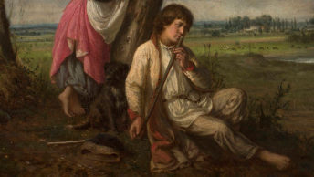 Chłopska para na XIX-wiecznym obrazie Aleksandra Kotsisa.