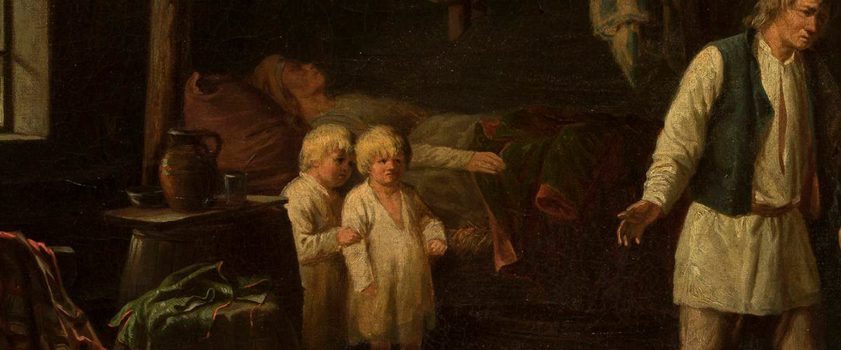 Chora matka. Scena w chacie chłopskiej, XIX wiek.