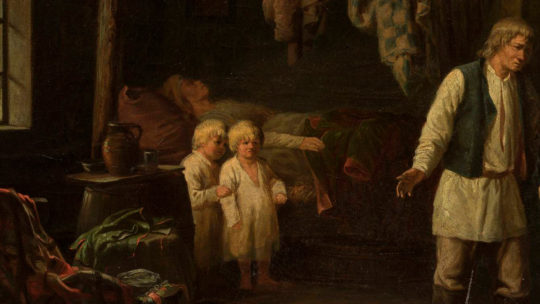 Chora matka. Scena w chacie chłopskiej, XIX wiek.