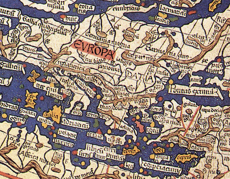Fragment XV-wiecznej mapy świata opartej na koncepcjach Klaudiusza Ptolemeusza