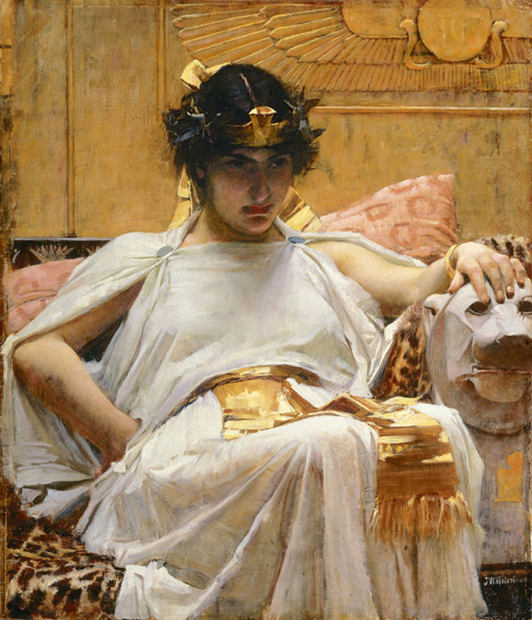 Kleopatra w wyobrażeniu Johna W. Waterhouse'a (domena publiczna).