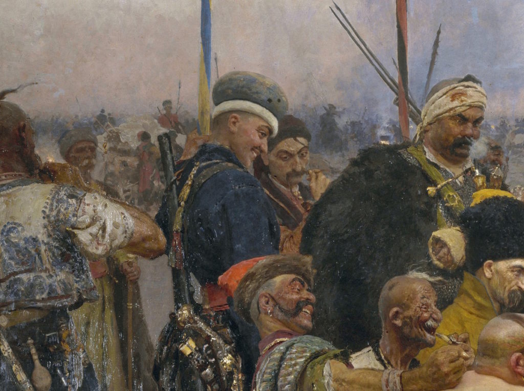 Kozacy zaporoscy. Fragment obrazu Ilji Repina (domena publiczna).