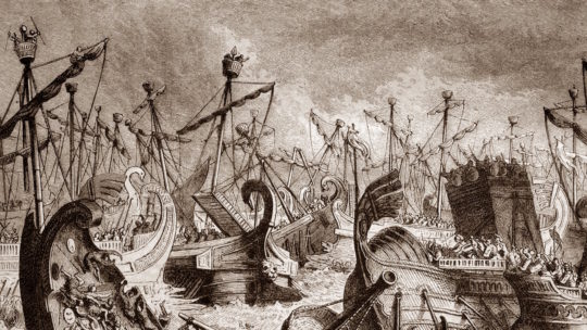 Bitwa koło wysp Egadzkich w wyobrażeniu XIX-wiecznego artysty (domena publiczna).