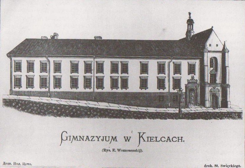 Gmach Męskiego Gimnazjum Filologicznego w Kielcach do którego uczęszczał Żeromski (domena publiczna).