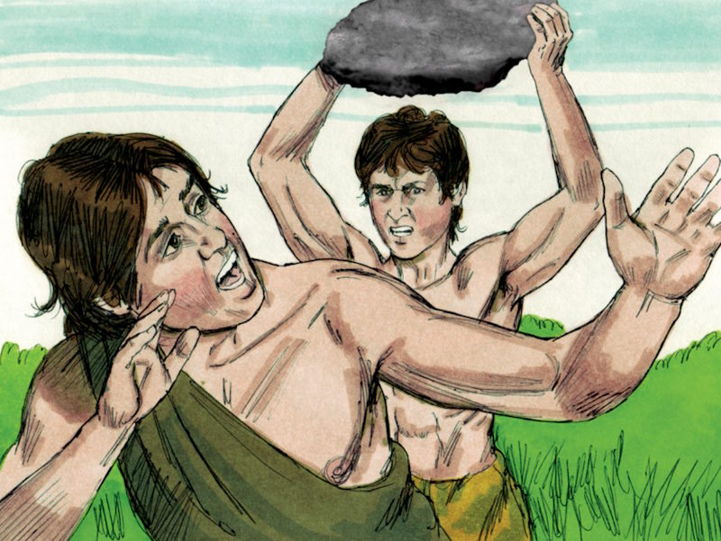 Kain i Abel, grafika z lat 80. XX wieku