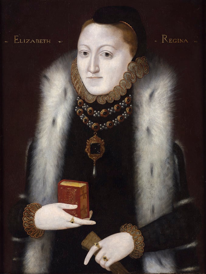 Portret Elżbiety I Tudor z końca lat 50. XVI wieku (domena publiczna).
