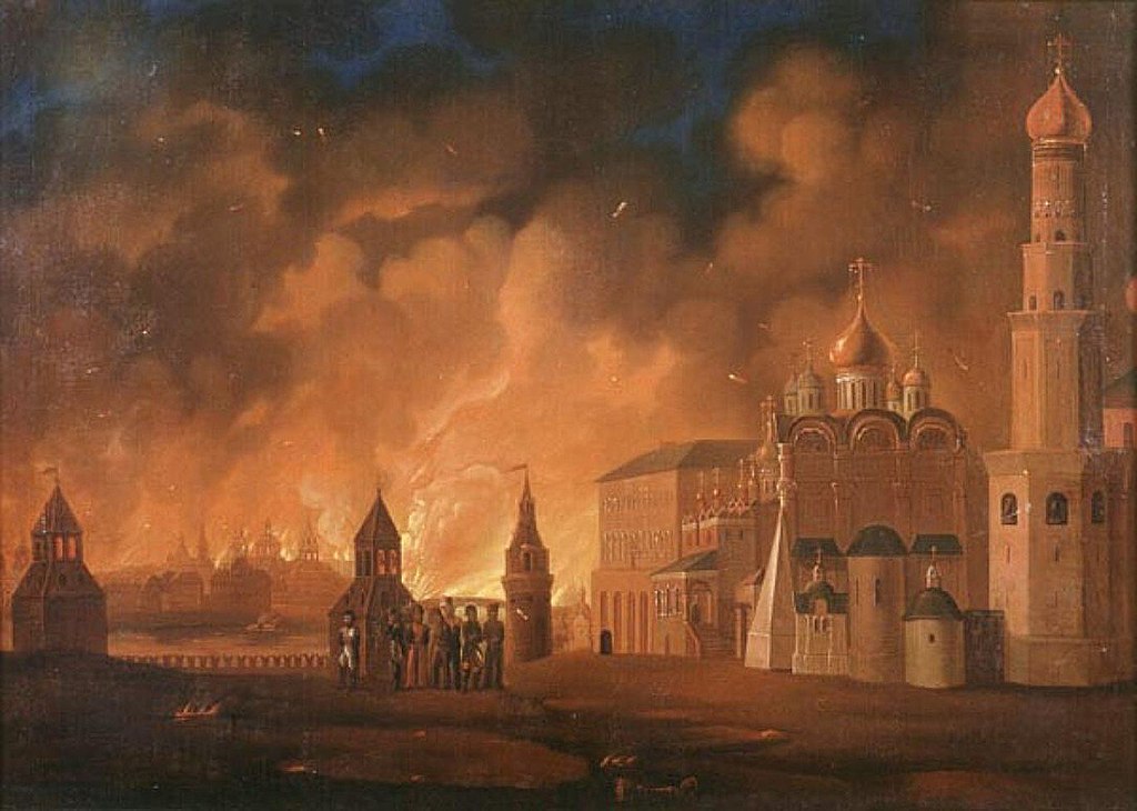 Pożar Moskwy na obrazie A. Smirnowa (domena publiczna).