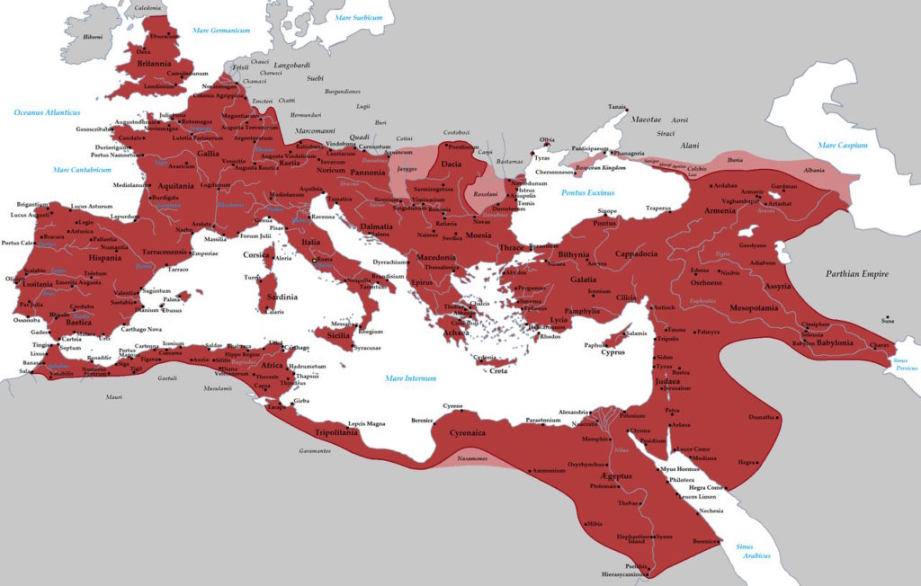 Cesarstwo Rzymskie w okresie panowania cesarza Trajana (Tataryn/CC BY-SA 3.0).
