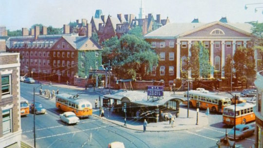 Harvard Square około roku 1950. Jeden z najbardziej