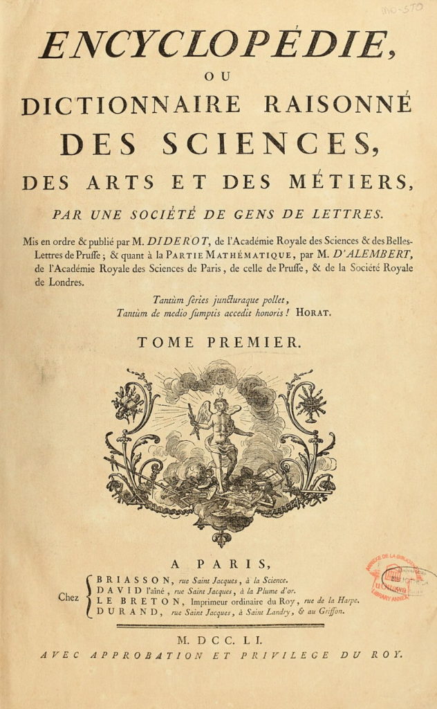 Strona tytułowa wielkiej encyklopedii francuskiej