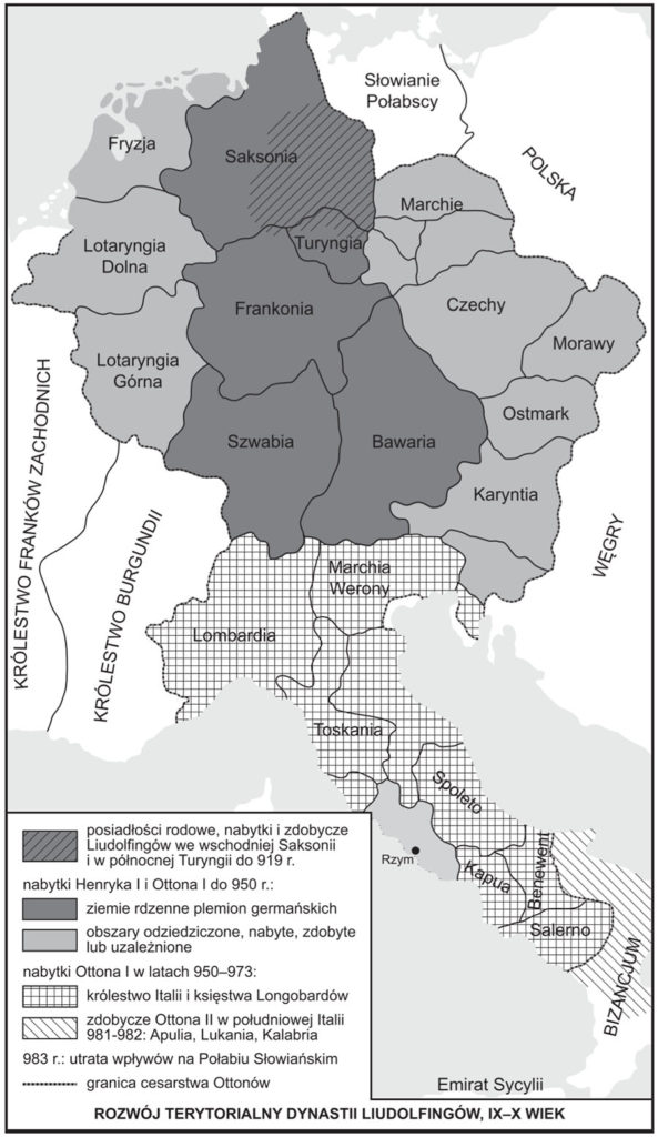 Obszar wpływów państwa Ludolfingów w X wieku i pogranicze słowiańskie (Połabie)