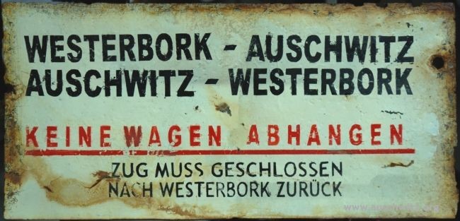 Tabliczka z pociągu z Westerbork do Auschwit-Birkenau (domena publiczna).