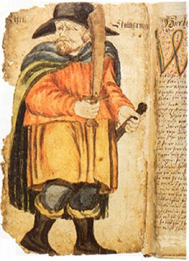 Wyobrażenie Egila z XVII-wiecznego wydania sagi (domena publiczna).