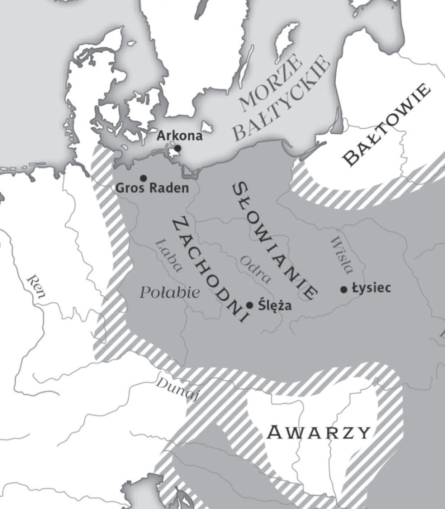 Zasięg osadnictwa słowiańskiego na Zachodzie. Fragment mapy z książki