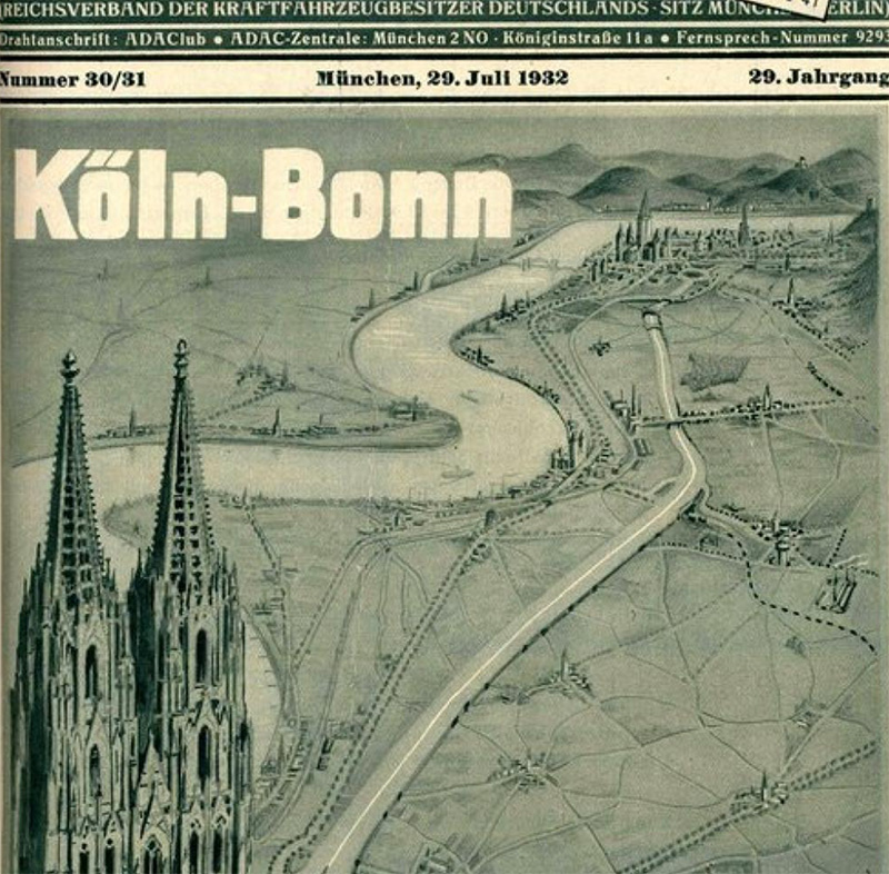 Informacja o otwarciu pierwszej autostrady z 1932 na okładce niemieckiego pisma.