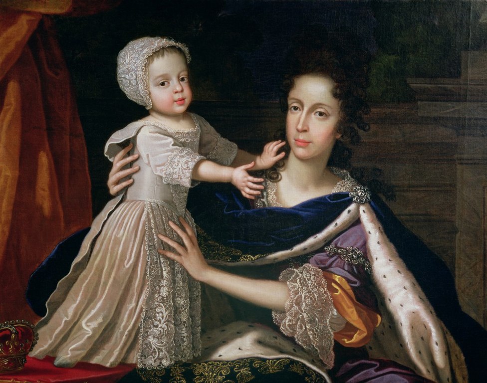 Maria wraz z małym Jakubem (Benedetto Gennari II/domena publiczna).
