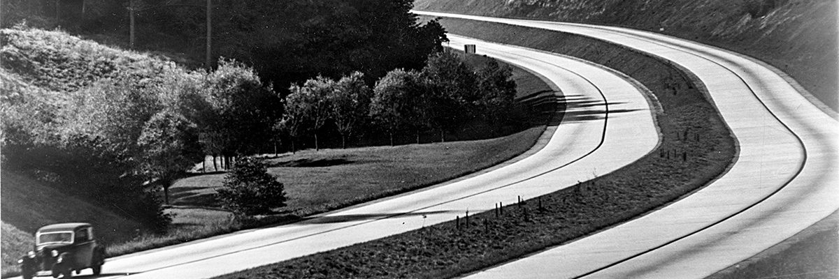 Niemiecka autostrada. Fotografia z lat 30. XX wieku.
