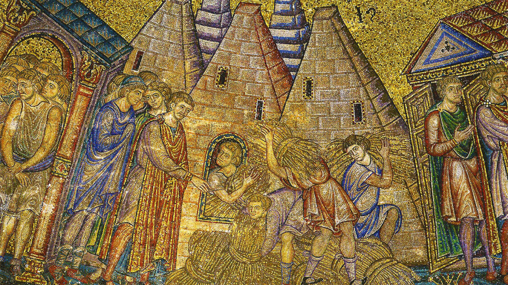 Piramidy jako spichlerze. Mozaika z bazyliki św. Marka w Wenecji