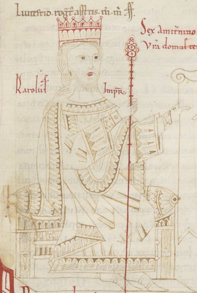 Podobizna cesarza Karola Otyłego z XII-wiecznego manuskryptu (domena publiczna).